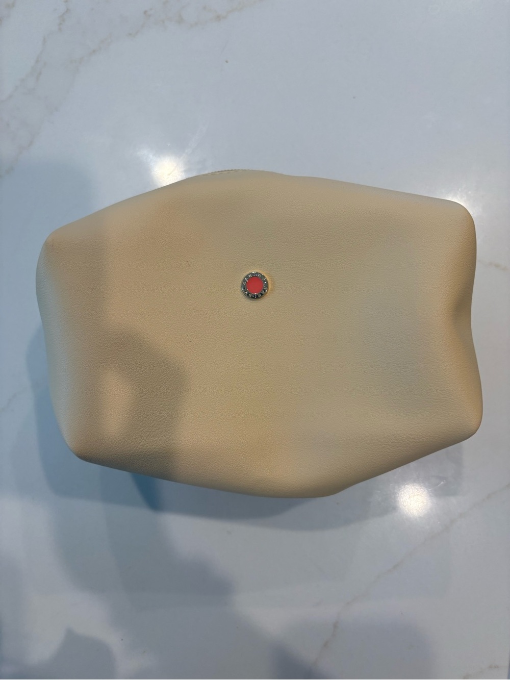 Bulgari Beige Cosmetic Pouch with Coral Accent